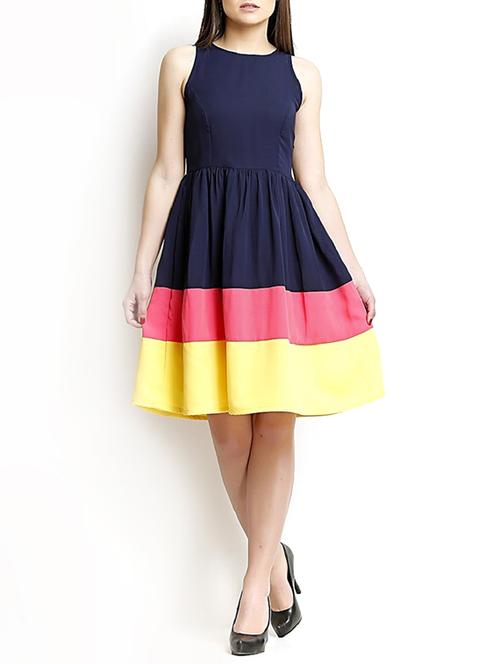 blue crepe kurti - 11828517 - Very Small Image - 1