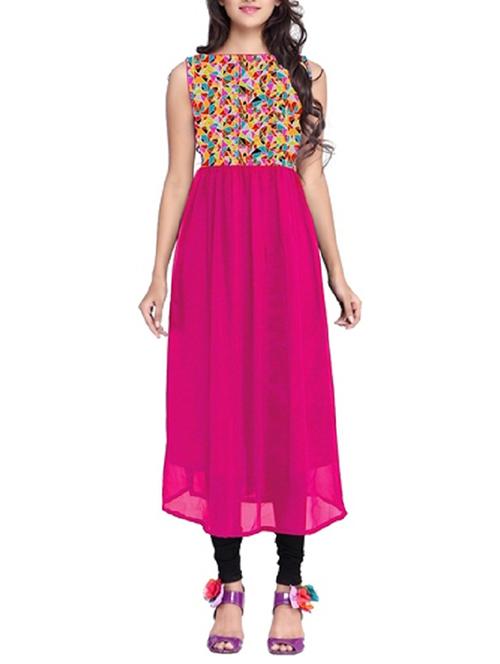 pink georgette kurti - 11828523 - Very Small Image - 1