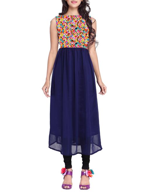 blue georgette kurti - 11828524 - Very Small Image - 1