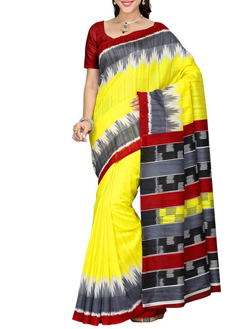 yellow colored printed saree with blouse - 11833754 - Very Small Image - 1