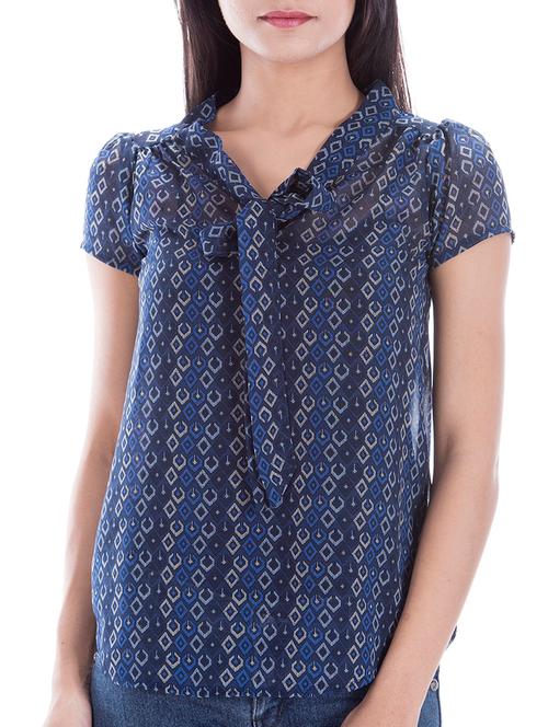 tie knot neck printed top - 11834210 - Very Small Image - 1