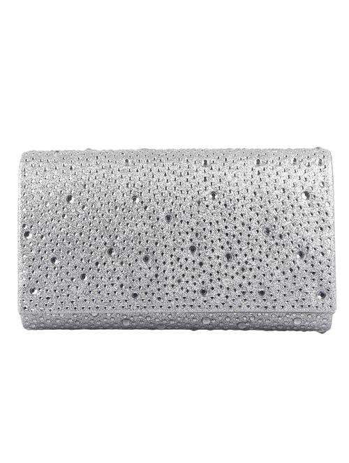 silver leatherette embellished clutch - 11835584 - Very Small Image - 1
