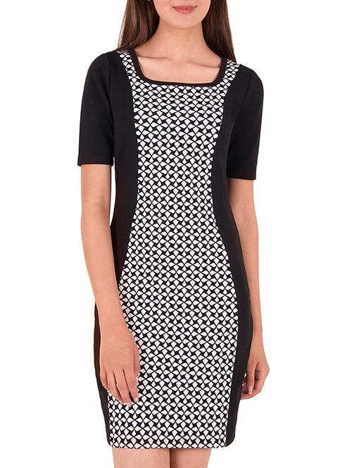 black cotton printed sheath dress - 11836872 - Very Small Image - 1
