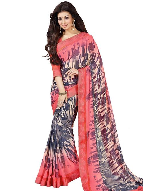 multi colored georgette saree with blouse - 11845248 - Very Small Image - 1