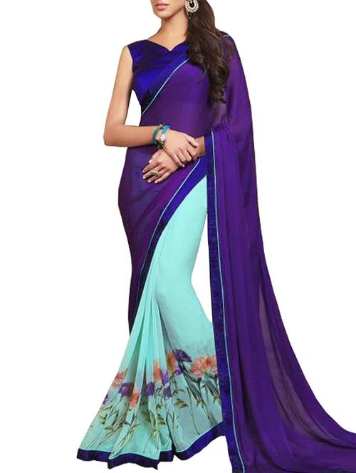 multi colored georgette saree with blouse - 11845258 - Very Small Image - 1