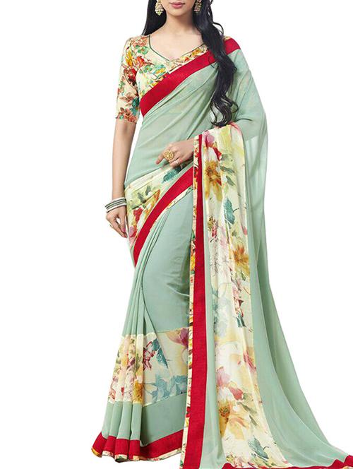 multi colored georgette saree with blouse - 11845267 - Very Small Image - 1