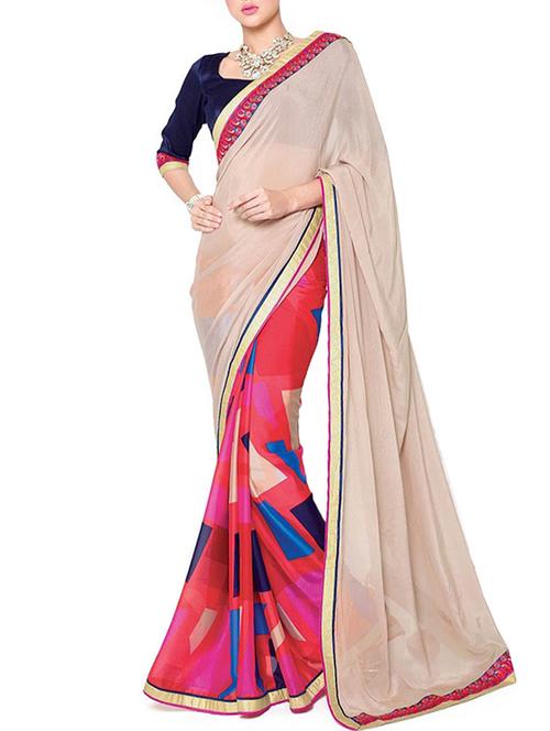 multi colored georgette saree with blouse - 11845272 - Very Small Image - 1