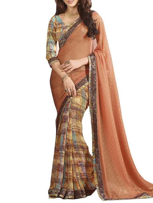 multi colored georgette saree with blouse - 11845321 - Very Small Image - 1