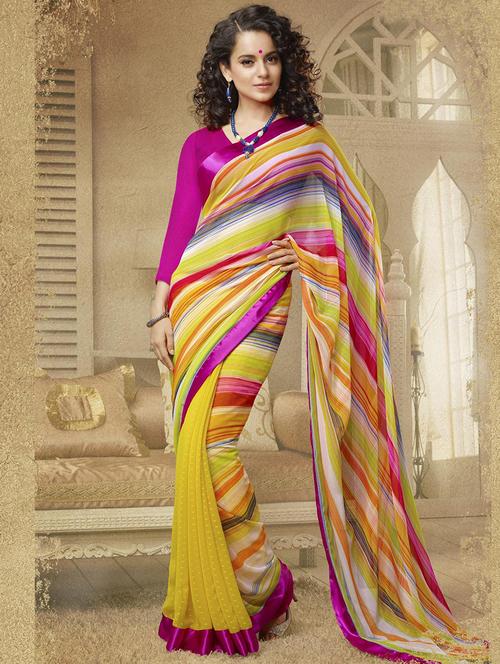 multi colored georgette saree with blouse - 11845396 - Very Small Image - 1