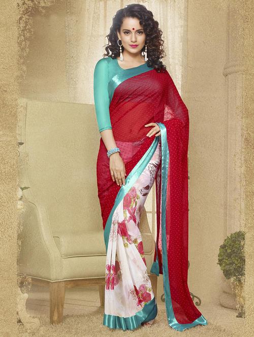 multi colored georgette saree with blouse - 11845400 - Very Small Image - 1
