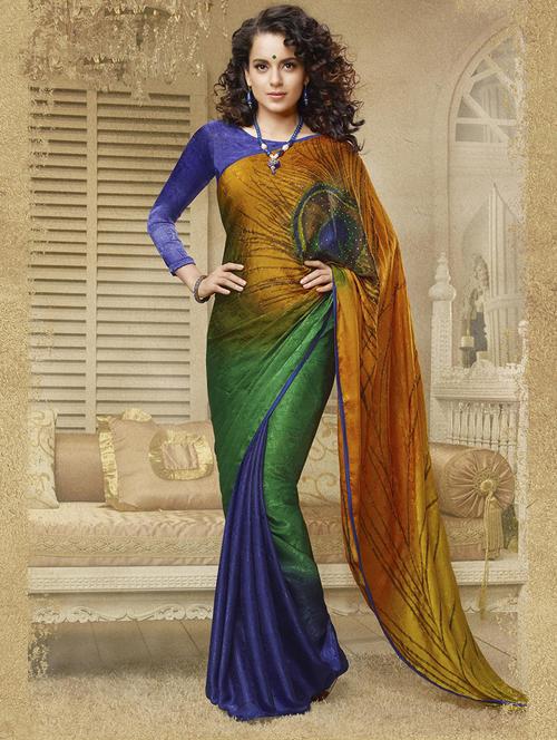 multi colored georgette saree - 11845404 - Very Small Image - 1