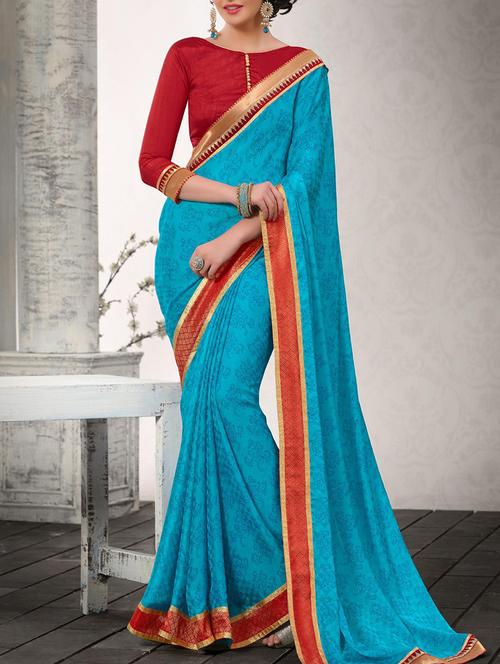 multi colored chiffon saree with blouse - 11845439 - Very Small Image - 1