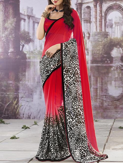 multi colored georgette saree with blouse - 11845461 - Very Small Image - 1