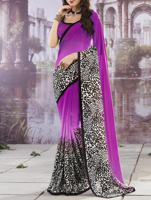 multi colored georgette saree with blouse - 11845463 - Very Small Image - 1