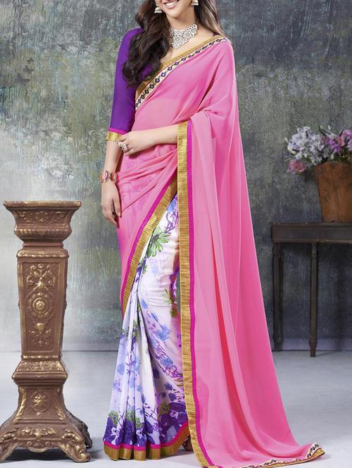 multi colored georgette saree with blouse - 11845469 - Very Small Image - 1