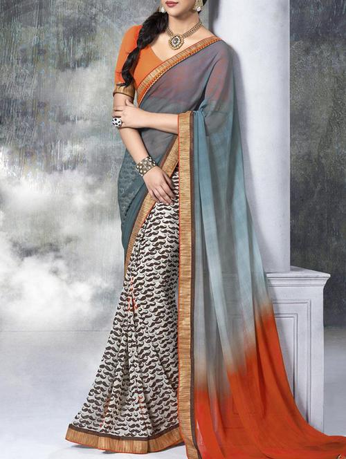 multi colored georgette saree with blouse - 11845472 - Very Small Image - 1