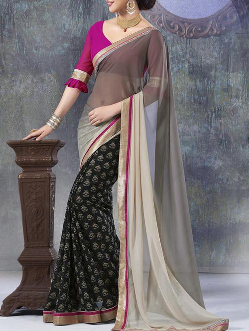 multi colored georgette saree with blouse - 11845475 - Very Small Image - 1