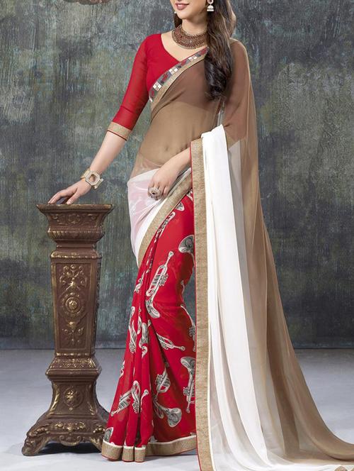 multi colored georgette saree with blouse - 11845478 - Very Small Image - 1
