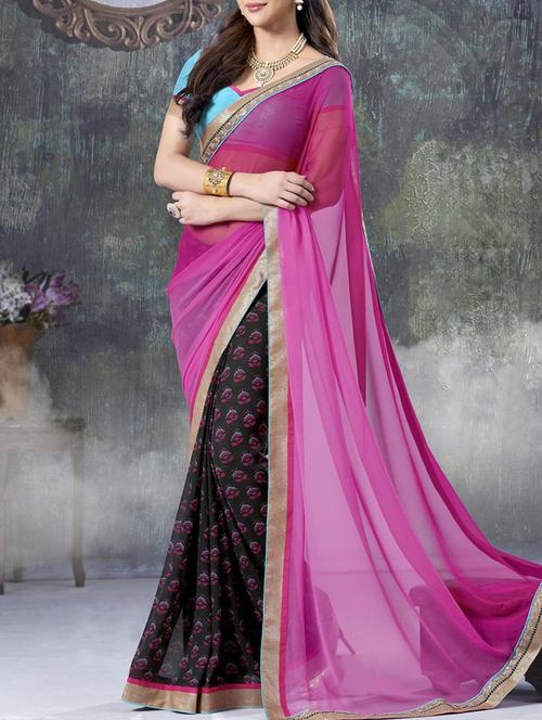multi colored georgette saree with blouse - 11845480 - Very Small Image - 1