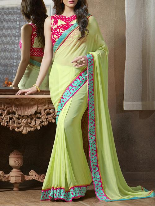 multi colored georgette saree with blouse - 11845512 - Very Small Image - 1