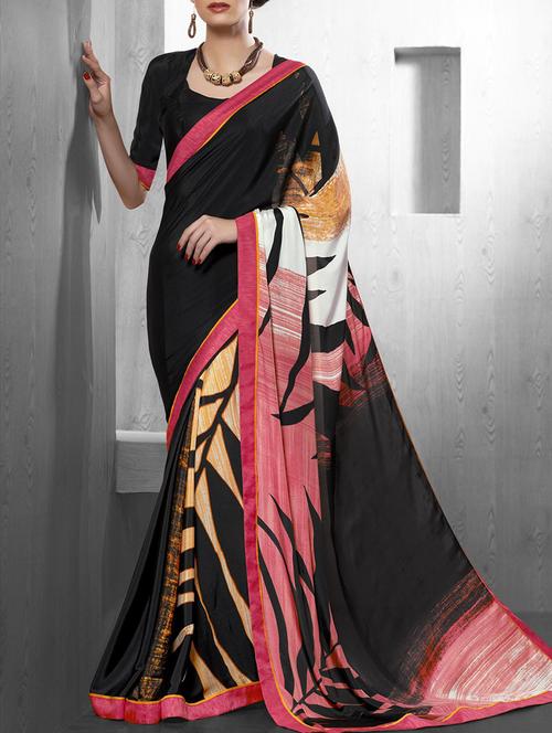 multi colored crepe saree with blouse - 11845520 - Very Small Image - 1