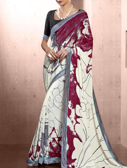 multi colored crepe saree with blouse - 11845521 - Very Small Image - 1