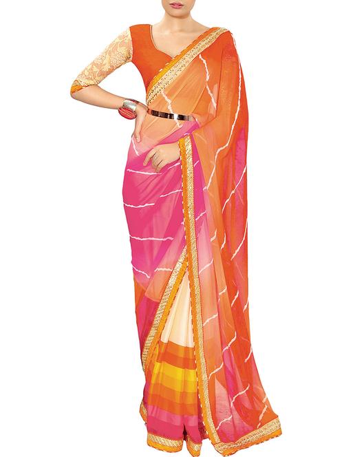multi colored georgette printed saree with blouse - 11851989 - Very Small Image - 1