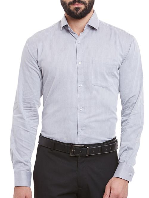 grey cotton formal shirt - 11854018 - Very Small Image - 1