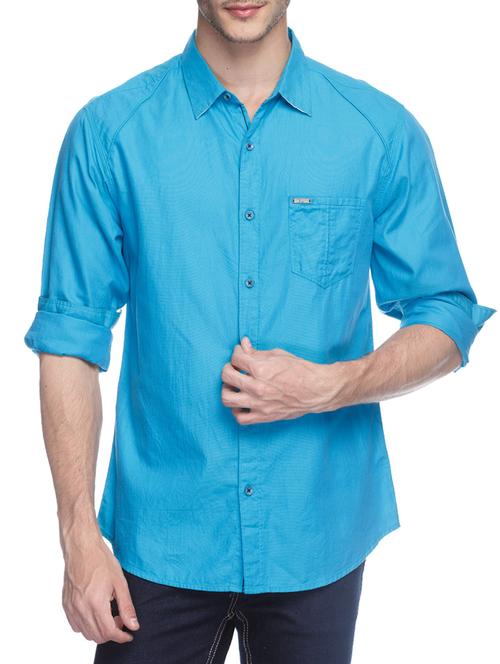 blue cotton casual shirt - 11855177 - Very Small Image - 1