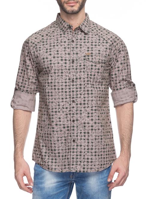 brown cotton casual shirt - 11855189 - Very Small Image - 1