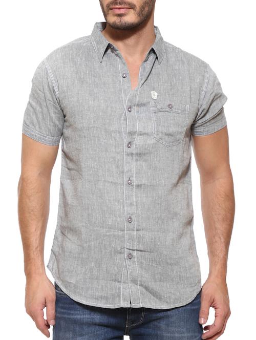 grey cotton casual shirt - 11855204 - Very Small Image - 1