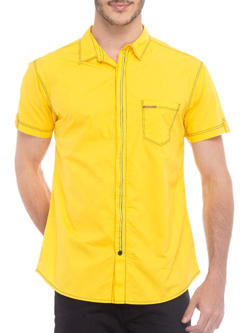 yellow cotton casual shirt - 11855206 - Very Small Image - 1