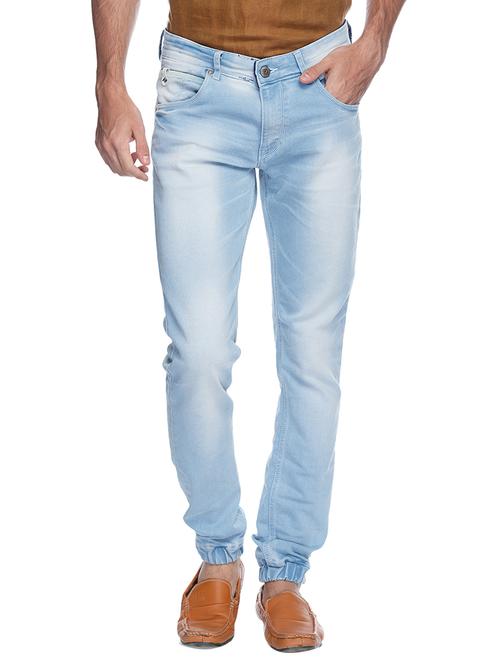 spykar mens mid blue skinny fit low rise jeans (actif) - 11855358 - Very Small Image - 1