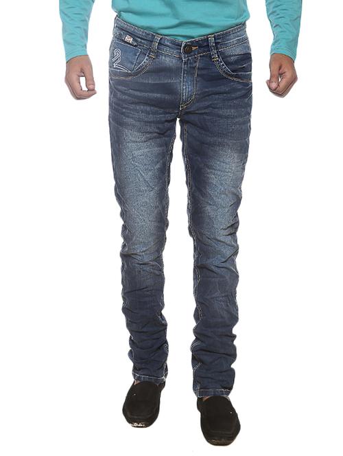 Spykar Mens Mid Blue Skinny Fit Low Rise Jeans (Actif) - 11855370 - Very Small Image - 1