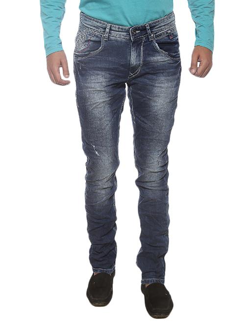 Spykar Mens Mid Blue Skinny Fit Low Rise Jeans (Actif) - 11855371 - Very Small Image - 1
