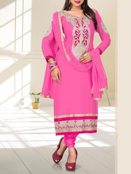 pink cotton unstitched suit - 11856188 - Very Small Image - 1