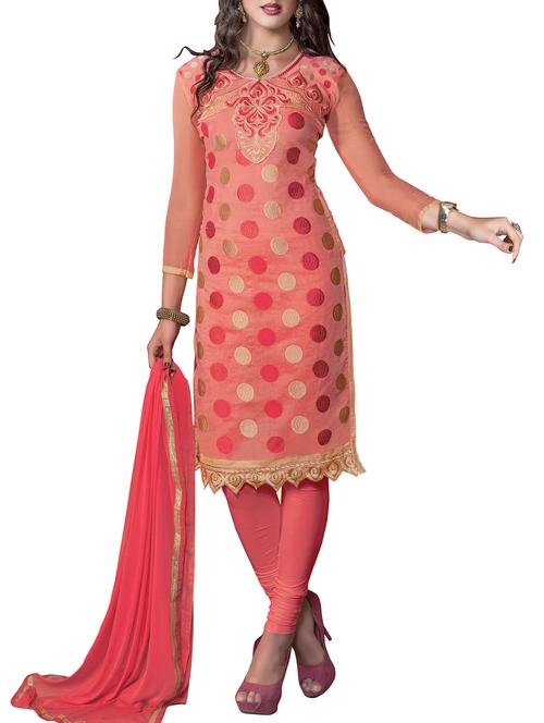 orange cotton unstitched suit - 11856351 - Very Small Image - 1