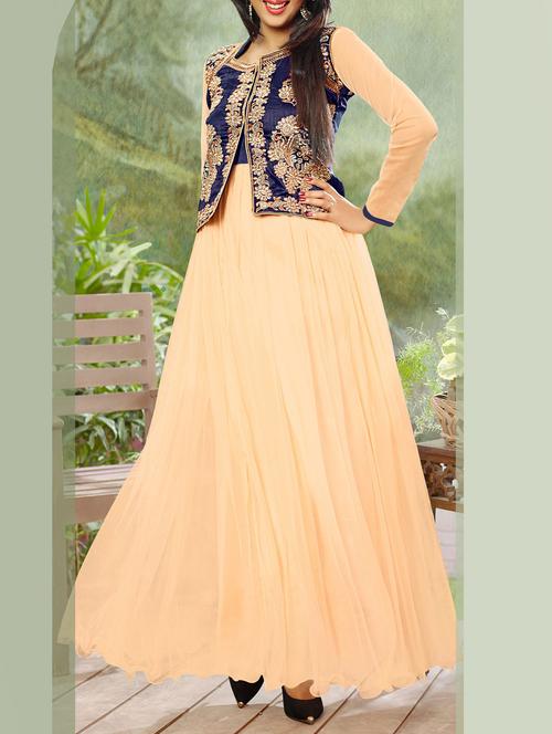 beige net unstitched suit - 11856757 - Very Small Image - 1