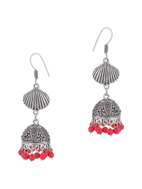 silver metal jhumka earrings - 11857450 - Very Small Image - 1