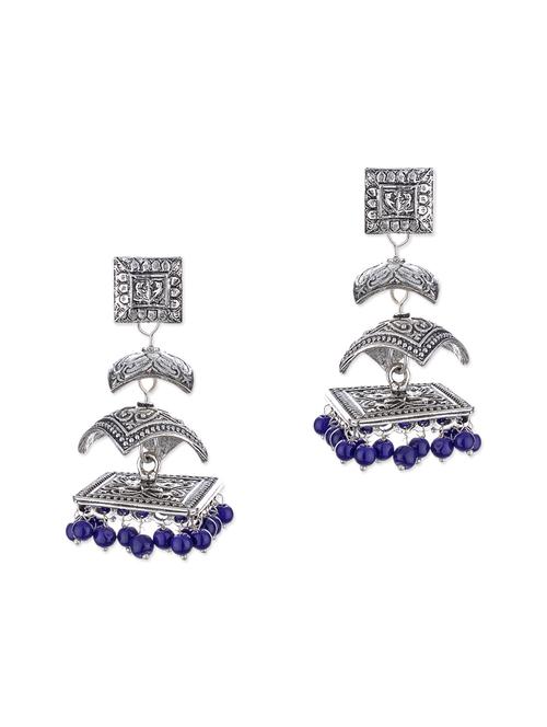 silver metal jhumka earrings - 11857457 - Very Small Image - 1