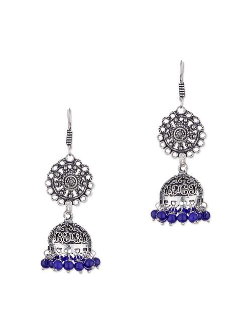 silver metal jhumka earrings - 11857458 - Very Small Image - 1