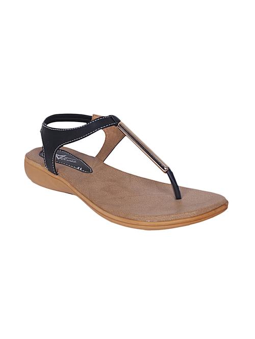black and beige leatherette sandals - 11857631 - Very Small Image - 1