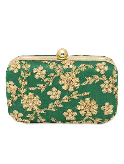 green embellished polyester box clutch - 1185998 - Very Small Image - 1