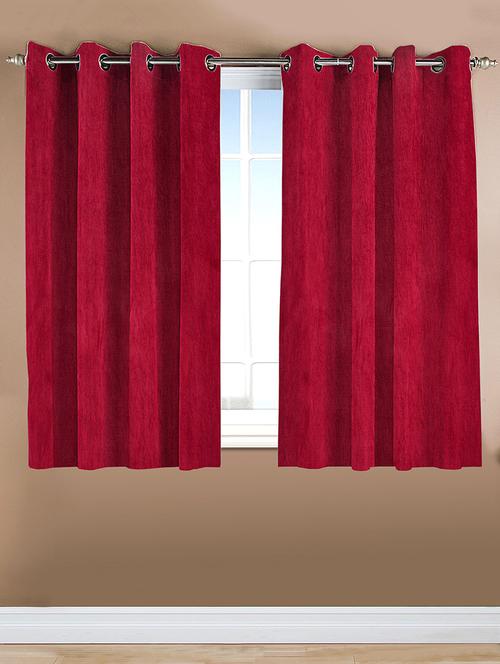 home candy maroon plain set of 2 window curtains- 5 feet - 11863163 - Very Small Image - 1