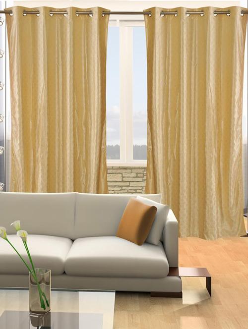 home candy elite golden dots set of 2 door curtains- 7 ft - 11863582 - Very Small Image - 1