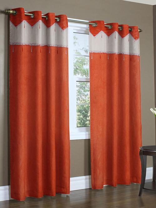 home candy designer orange set of 2 door curtains- 7 ft - 11863606 - Very Small Image - 1