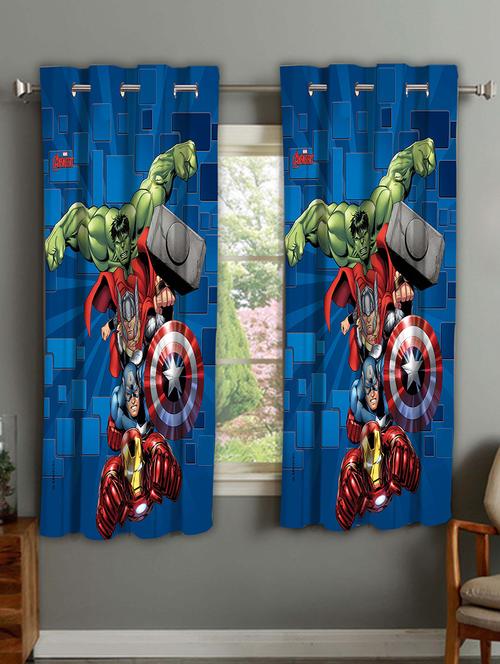 blue printed polyester curtains - 11865157 - Very Small Image - 1