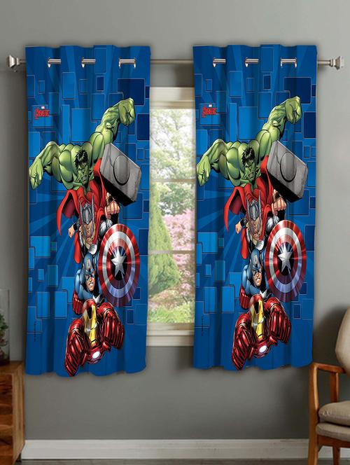 blue printed polyester curtains - 11865165 - Very Small Image - 1
