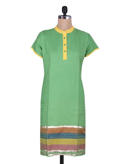 green plain chanderi kurta - 1186654 - Very Small Image - 1