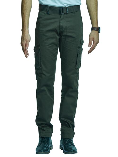 solid green cotton casual trouser - 11867297 - Very Small Image - 1